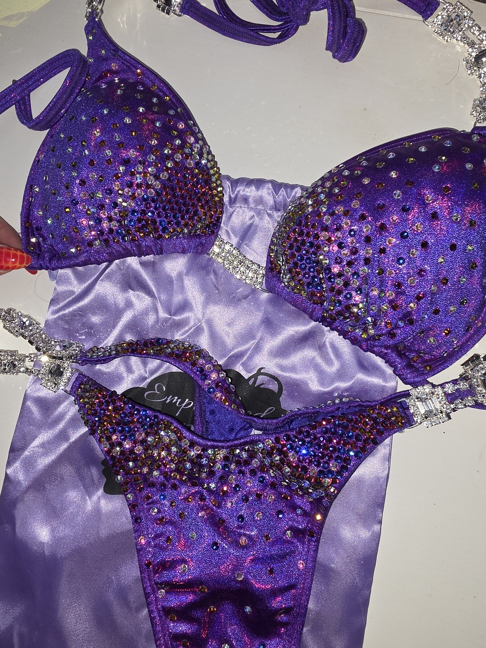 Angel Competition Bikinis Purple Crystal Wellness/Bikini Competition Suit M